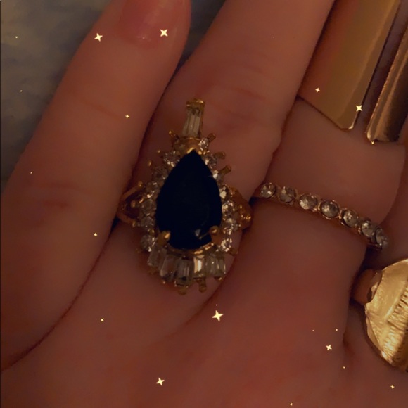 Gorgeous Stackable Knuckle Ring Set Black Jewel & Bling Rings Gold boutique NEW - Picture 5 of 17